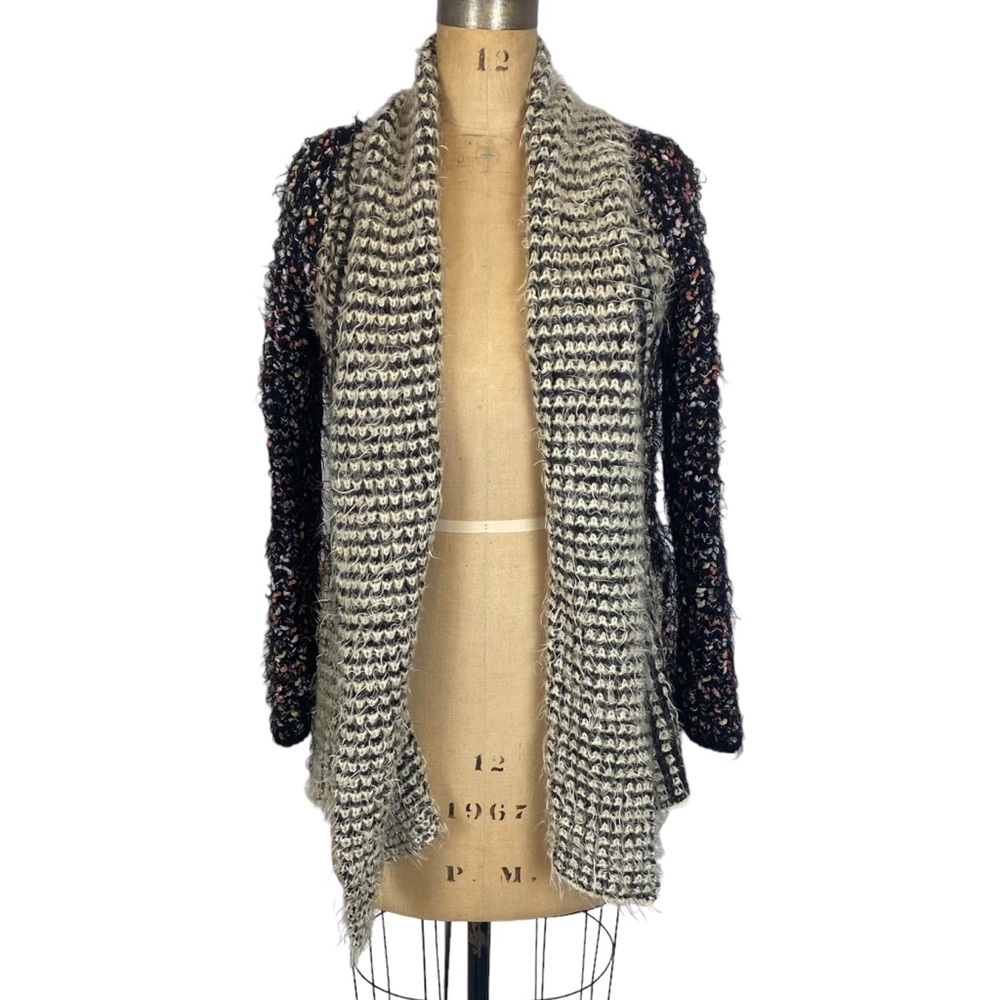 3/$30 BKE Boutique Eyelash Mixed Print Open Front Cardigan